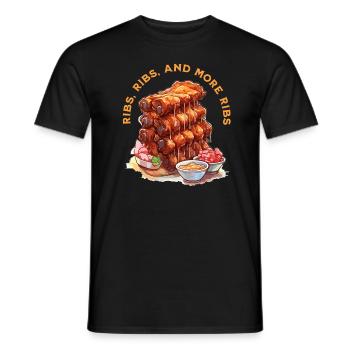Outdoor cooking foodie rib grill - Men's T-Shirt - black - Front - AI Model Male 178 light (178cm)