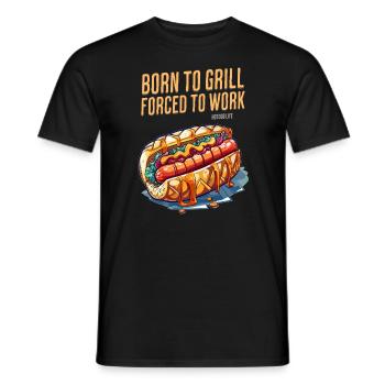 Funny Griller Papa BBQ Grill Hotdog - Men's T-Shirt - black - Front - AI Model Male 178 light (178cm)