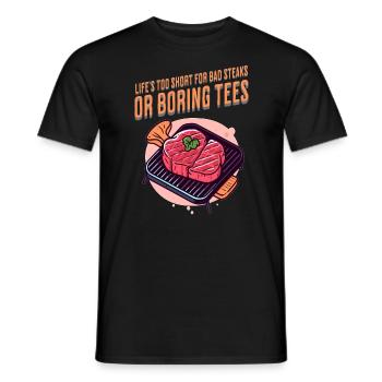 BBQ Stake Lover Funny BBQ Grill - Men's T-Shirt - black - Front - AI Model Male 178 light (178cm)
