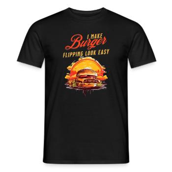 Outdoor Grilling BBQ Burger Funny Griller - Men's T-Shirt - black - Front - AI Model Male 178 light (178cm)