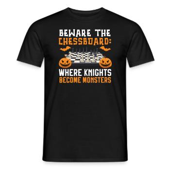Chess Halloween Trick Or Treat Chess Board Game - Men's T-Shirt - black - Front - AI Model Male 178 light (178cm)