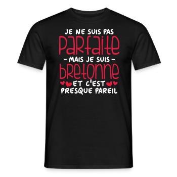 Je ne suis pas parfaite mais je suis bretonne - T-shirt homme - noir - Devant - AI Model Male 178 light (178cm)