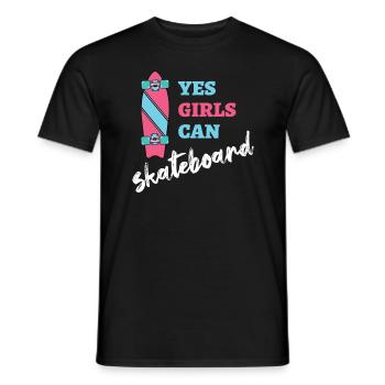 Oui les filles peuvent skateboard skater - T-shirt homme - noir - Devant - AI Model Male 178 light (178cm)