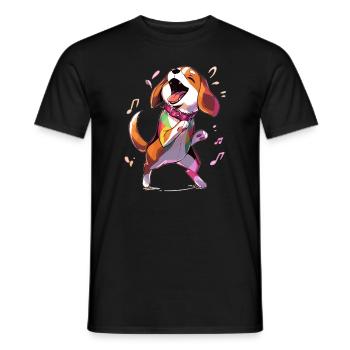 Happy Dance Dog Dancing Beagle - T-shirt homme - noir - Devant - AI Model Male 178 light (178cm)