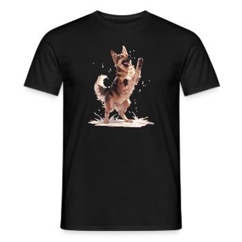 Funny Dancing Dog German Shepherd - Men's T-Shirt - black - Front - AI Model Male 178 light (178cm)