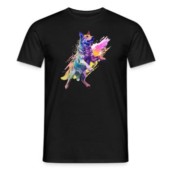Arty Dancer Dog German Shepherd - Men's T-Shirt - black - Front - AI Model Male 178 light (178cm)