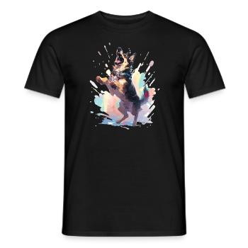 Dancer Dog German Shepherd Funny Dancing - Men's T-Shirt - black - Front - AI Model Male 178 light (178cm)