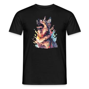 Arty Dog German Shepherd Lover - Men's T-Shirt - black - Front - AI Model Male 178 light (178cm)