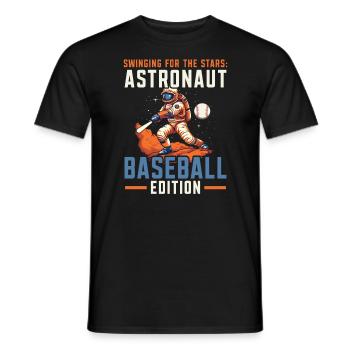 Baseball-Astronaut Baseballspieler im Weltraum - Männer T-Shirt - Schwarz - Vorne - AI Model Male 178 light (178cm)