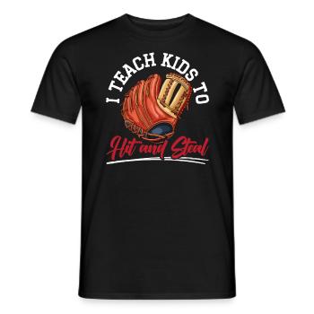 Entraîneur de baseball Joueur de baseball Sport d’équipe de baseball - T-shirt homme - noir - Devant - AI Model Male 178 light (178cm)
