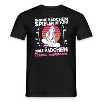Skateboard Mädchen Skaterin Coole Mädels skaten - Männer T-Shirt - Schwarz - Vorne - AI Model Male 178 light (178cm)