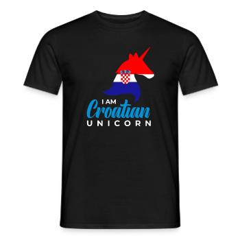 Balkans I'm a Croatian unicorn Funny - Men's T-Shirt - black - Front - AI Model Male 178 light (178cm)