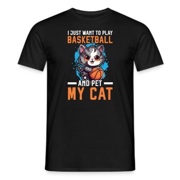 Basketball Cat Basketteur Joueur de basket-ball J’aime le basket-ball - T-shirt homme - noir - Devant - AI Model Male 178 light (178cm)