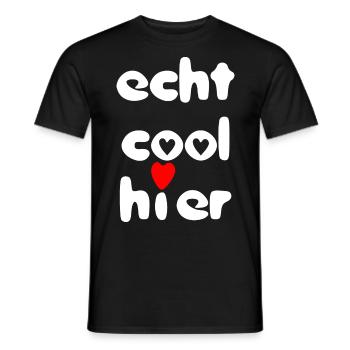 echt cool hier herz weiss rot - Männer T-Shirt - Schwarz - Vorne - AI Model Male 178 light (178cm)
