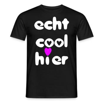 echt cool hier herz weiss pink - Männer T-Shirt - Schwarz - Vorne - AI Model Male 178 light (178cm)