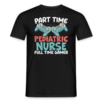 Gamer Nurse Video Game Player Gaming Nursing - Men's T-Shirt - black - Front - AI Model Male 178 light (178cm)
