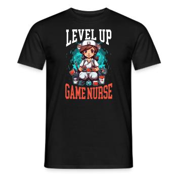 Gamer Nurse Video Game Player Gaming Nursing - Men's T-Shirt - black - Front - AI Model Male 178 light (178cm)