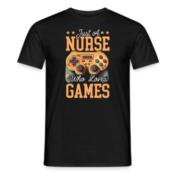 Gamer Nurse Video Game Player Gaming Nursing - Men's T-Shirt - black - Front - AI Model Male 178 light (178cm)