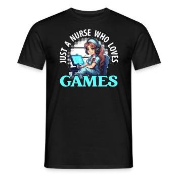Gamer Nurse Video Game Player Gaming Nursing - Men's T-Shirt - black - Front - AI Model Male 178 light (178cm)