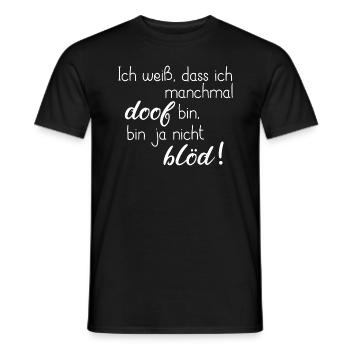 DOOF BLÖD WITZ HUMOR SCHLAU STRAFE ÜBERRASCHUNG - Männer T-Shirt - Schwarz - Vorne - AI Model Male 178 light (178cm)