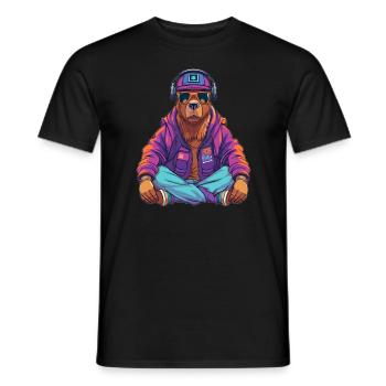 Party EDM Capybara Cyberpunk DJ Rave - Men's T-Shirt - black - Front - AI Model Male 178 light (178cm)