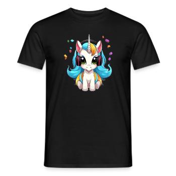 Summer EDM Music Party Unicorn DJ - Men's T-Shirt - black - Front - AI Model Male 178 light (178cm)