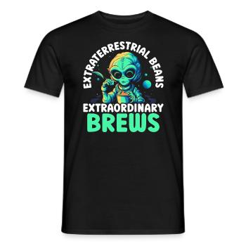 Alien Coffee Lover Caféine UFO Extraterrestre - T-shirt homme - noir - Devant - AI Model Male 178 light (178cm)