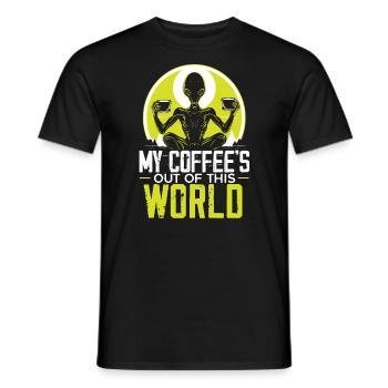 Alien Coffee Lover Caffeine UFO Extraterrestrial - Men's T-Shirt - black - Front - AI Model Male 178 light (178cm)