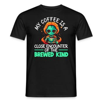 Alien Coffee Lover Caffeine UFO Extraterrestrial - Men's T-Shirt - black - Front - AI Model Male 178 light (178cm)