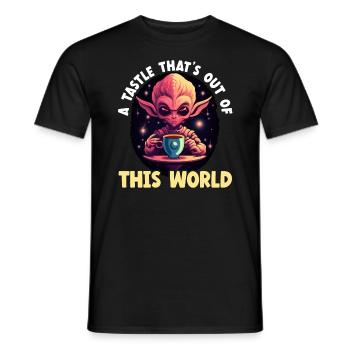 Alien Coffee Lover Caffeine UFO Extraterrestrial - Men's T-Shirt - black - Front - AI Model Male 178 light (178cm)