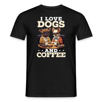 Dogs And Coffee Lover Caffeine Drinker Dog Owner - Men's T-Shirt - black - Front - AI Model Male 178 light (178cm)