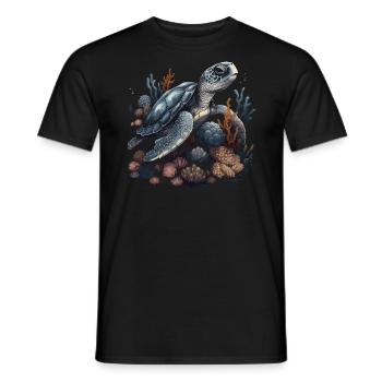 Coraux animaux tortues - T-shirt homme - noir - Devant - AI Model Male 178 light (178cm)