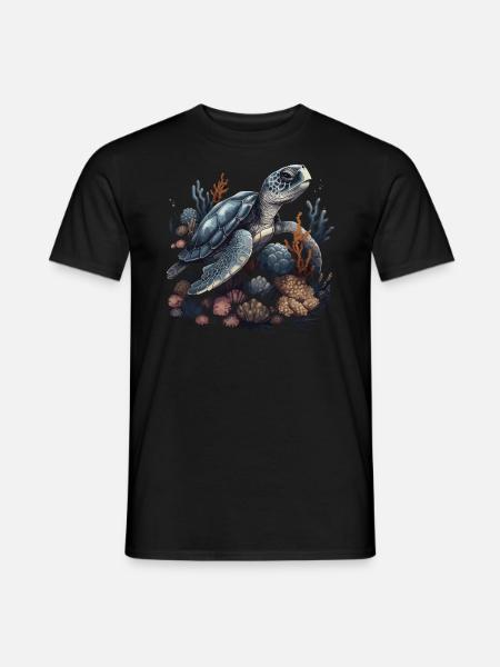Schildkröte Tier Korallen - Männer T-Shirt - Schwarz