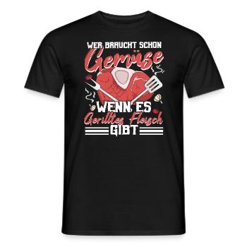 Grillen Fleisch Grillsaision Wer braucht Gemüse? - Männer T-Shirt - Schwarz - Vorne - AI Model Male 178 light (178cm)