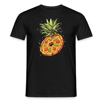 Pizza And Pineapple Tropical Fruit Pizza Eater - Men's T-Shirt - black - Front - AI Model Male 178 light (178cm)