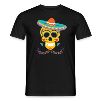 Dia de Los Muertos Sombrero, Mexico - Men's T-Shirt - black - Front - AI Model Male 178 light (178cm)