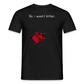 No, I Wasn ́t bitten... Zombie Halloween - Men's T-Shirt - black - Front - AI Model Male 178 light (178cm)
