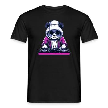 Techno Party Cyberpunk Rave Panda - Men's T-Shirt - black - Front - AI Model Male 178 light (178cm)