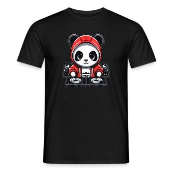Techno DJ Panda Niedlicher Rave Panda - Männer T-Shirt - Schwarz - Vorne - AI Model Male 178 light (178cm)