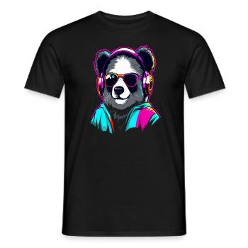 Music Lovers Panda Bear EDM Festival - Men's T-Shirt - black - Front - AI Model Male 178 light (178cm)