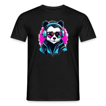 Drum and Bass Festival Cyberpunk Rave Panda - Männer T-Shirt - Schwarz - Vorne - AI Model Male 178 light (178cm)
