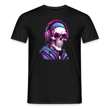 Rave Skull Cyberpunk Party Skeleton - Men's T-Shirt - black - Front - AI Model Male 178 light (178cm)