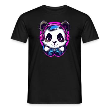 Süßes Techno Raver Panda EDM Festival - Männer T-Shirt - Schwarz - Vorne - AI Model Male 178 light (178cm)