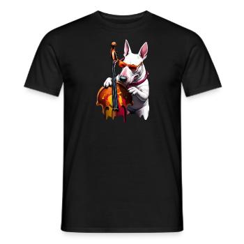 English Bull Terrier Double Bass Player - Men's T-Shirt - black - Front - AI Model Male 178 light (178cm)