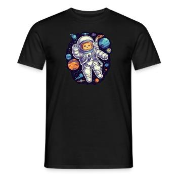 Cat Space Astronaut - Men's T-Shirt - black - Front - AI Model Male 178 light (178cm)