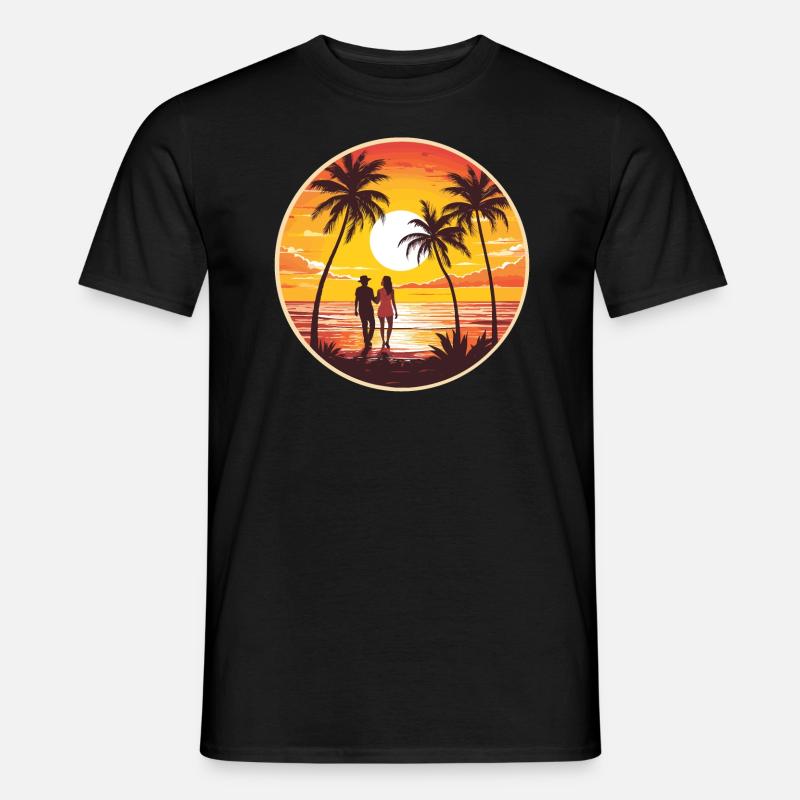 Sunset Beach Romantisches Paar - Männer T-Shirt - Schwarz