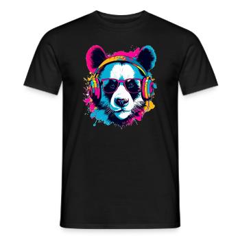 Arty Dj Panda Raver EDM Festival Rave - Männer T-Shirt - Schwarz - Vorne - AI Model Male 178 light (178cm)