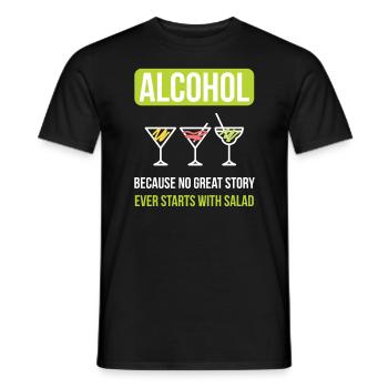 Alcool Aucune histoire ne commence par une salade - T-shirt homme - noir - Devant - AI Model Male 178 light (178cm)