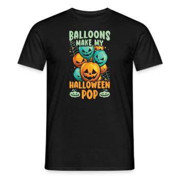 Balloon Halloween Trick Or Treat Spooky Boo Ghost - Men's T-Shirt - black - Front - AI Model Male 178 light (178cm)