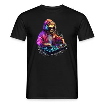 Rave Music Lover Techno Sloth DJ Raver - T-shirt homme - noir - Devant - AI Model Male 178 light (178cm)